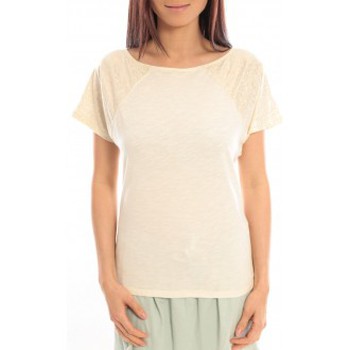 Abbigliamento Donna T-shirt maniche corte Blune T-Shirt Pointilleuse PO-TF02E13 Écru Beige