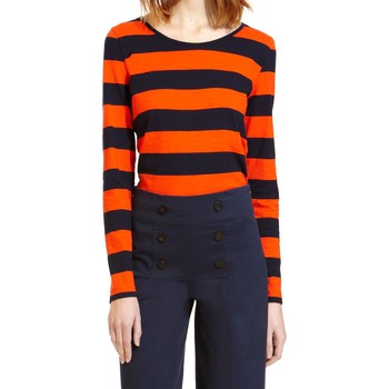Abbigliamento Donna T-shirts a maniche lunghe Petit Bateau Tee Shirt ML 112175921 Orange/Bleu Arancio