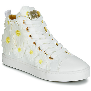Scarpe Bambina Sneakers alte Geox JR CIAK GIRL Bianco / Fleurs / Giallo