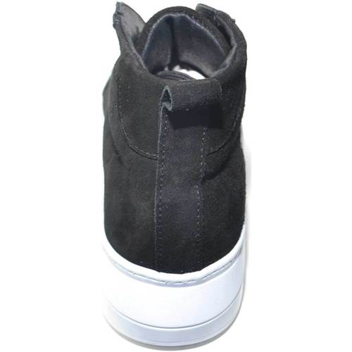 Scarpe Uomo Sneakers alte Malu Shoes SNEAKERS UOMO ALTA A STIVALETTO IN VERA PELLE CAMOSCIO NERO CON Nero