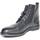 Scarpe Uomo Stivali Malu Shoes Anfibio vintage in vera pelle nero spazzolato fondo gomma lacci Nero