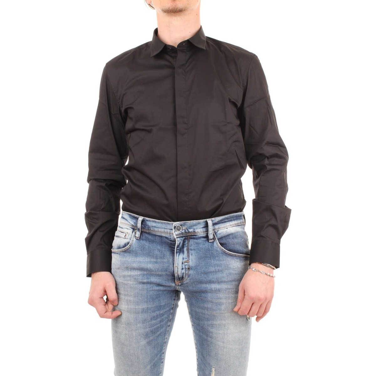 Abbigliamento Uomo Camicie maniche lunghe Antony Morato MMSL00293-FA450001-CAMICIA Nero
