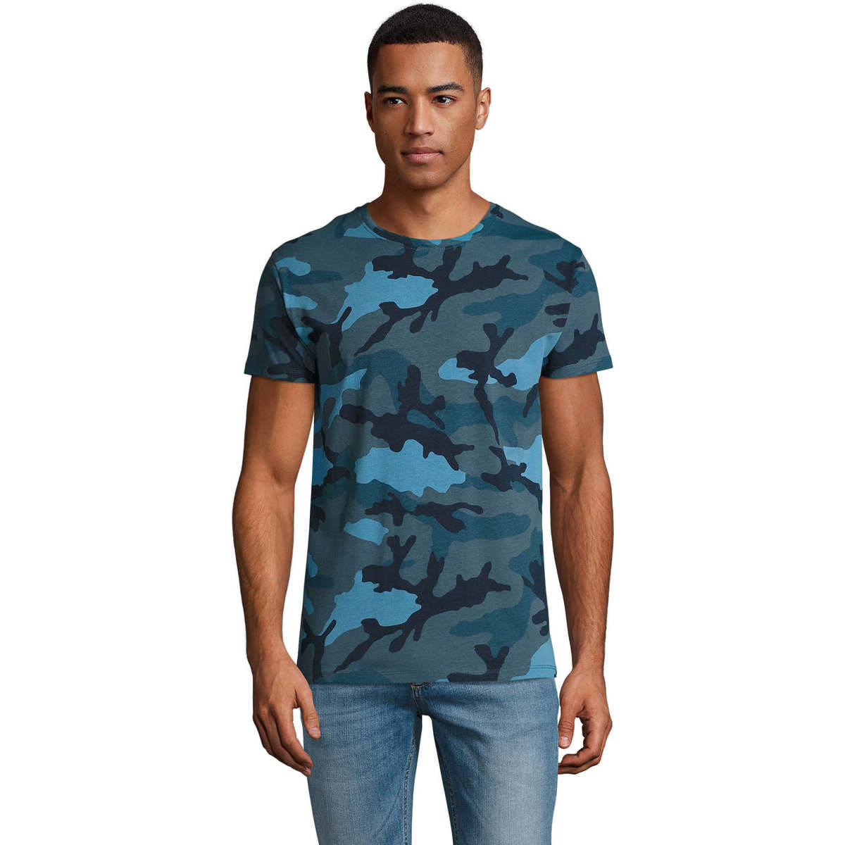 Abbigliamento Uomo T-shirt maniche corte Sols CAMOUFLAGE DESIGN MEN Blu