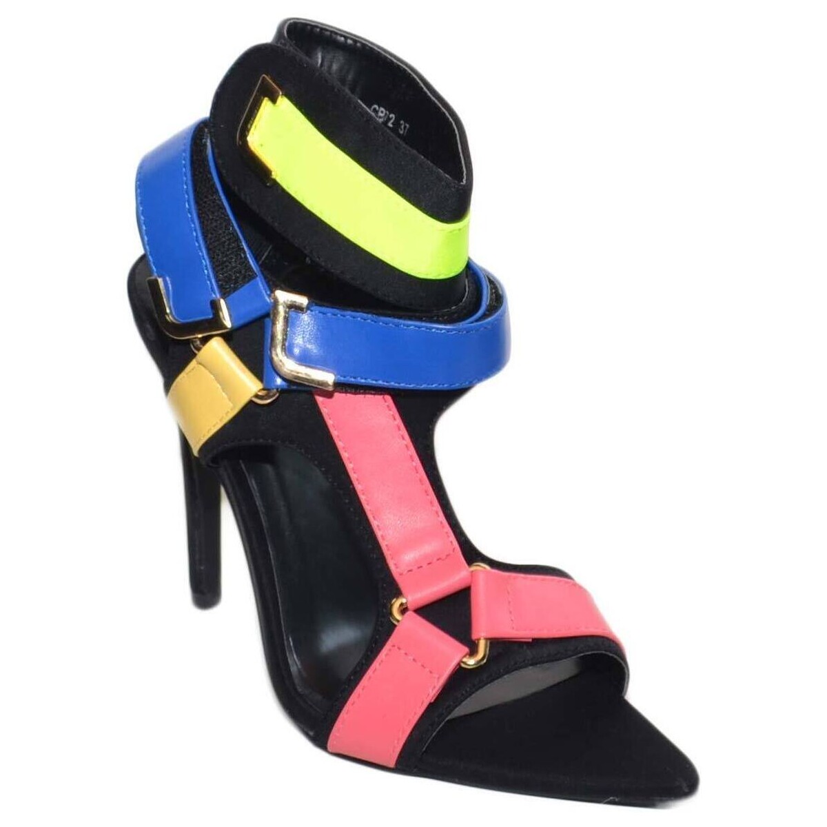 Scarpe Donna Sandali Malu Shoes Sandalo donna colorato a punta con fibbie colorate rosa giallo Nero