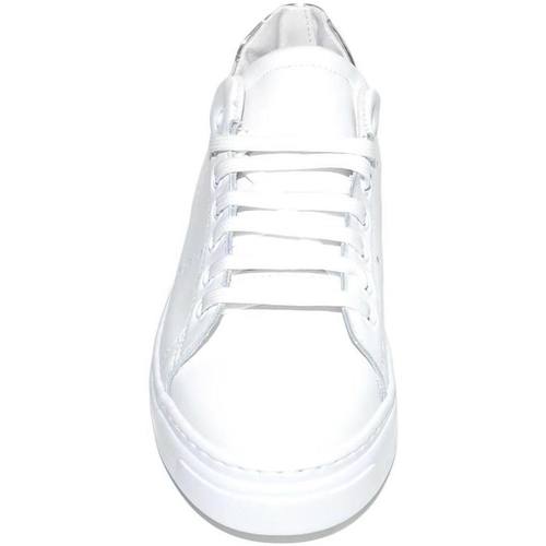Scarpe Uomo Sneakers basse Malu Shoes Sneakers bassa uomo bianca in vera pelle riporto argento dietro Bianco