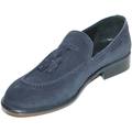Image of Scarpe Malu Shoes Mocassino college uomo slip on vera pelle scamosciata blu nappe