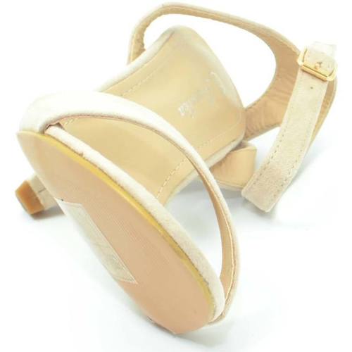 Scarpe Donna Sandali Malu Shoes Sandalo donna beige scamsciato con fascetta sottile e cinturino Beige