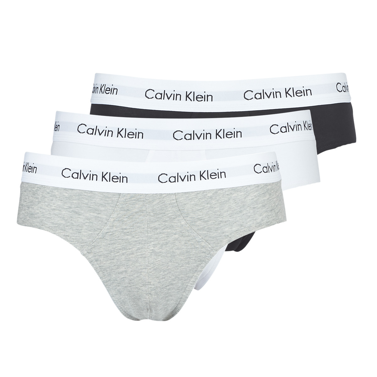 Calvin Klein Jeans COTTON STRECH HIP BREIF X 3 Nero / Bianco / Grigio /  Chiné - Consegna gratuita