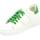 Scarpe Uomo Sneakers basse Malu Shoes Sneakers bassa uomo bianca in vera pelle riporto verde fluo e l Bianco