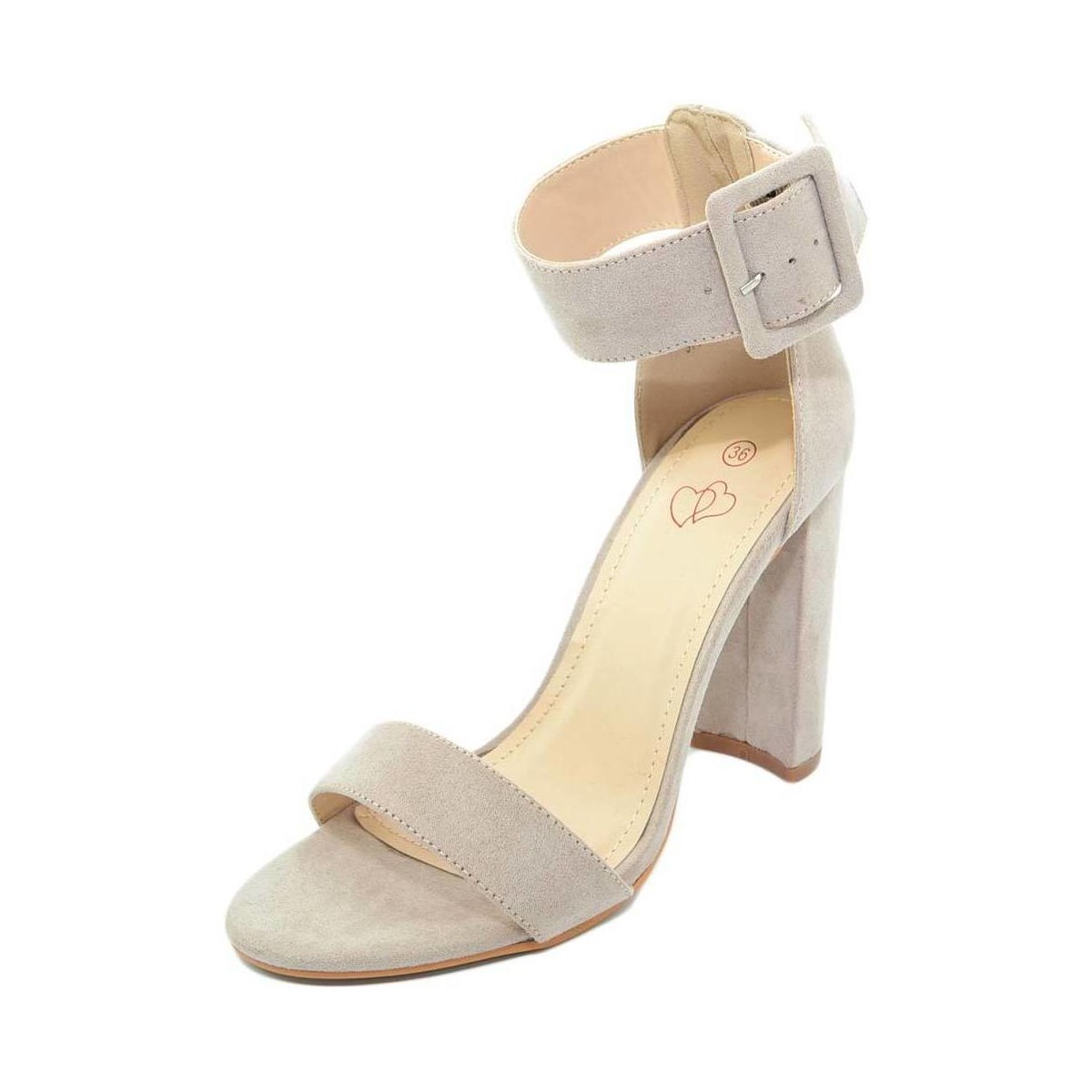 Scarpe Donna Sandali Malu Shoes Sandalo donna beige tortora con cinturino alla caviglia e tacco Beige