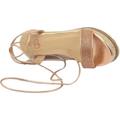 Image of Tronchetti Malu Shoes Scarpe Zeppa donna oro rosa comoda fondo in spago bicolore e allacciat