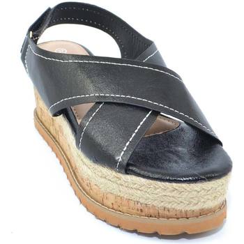 Scarpe Donna Tronchetti Malu Shoes Sandalo Zeppa donna nero basso comoda con fondo in spago incroc Nero