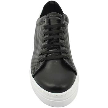 Malu Shoes Sneakers bassa uomo nera in vera pelle riporto bianco dietro e Nero