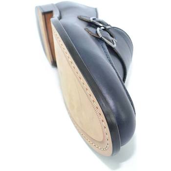 Image of Scarpe Malu Shoes Scarpe Scarpe uomo con fibbia doppia blu sottile derby vintage in vera
