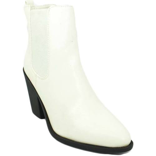 Scarpe Donna Tronchetti Malu Shoes Tronchetto donna beatles basic bianco con elastico doppio alla Bianco