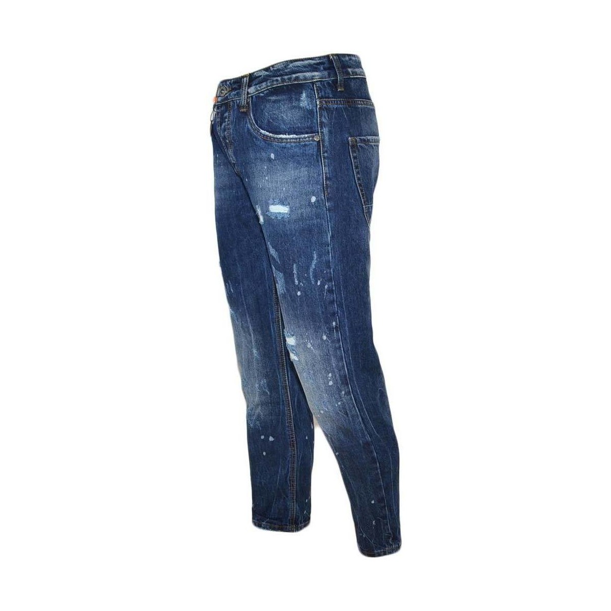 Abbigliamento Uomo Jeans Malu Shoes Jeans denim blu scuro uomo skinny fit con effetto slavato Cinqu Blu