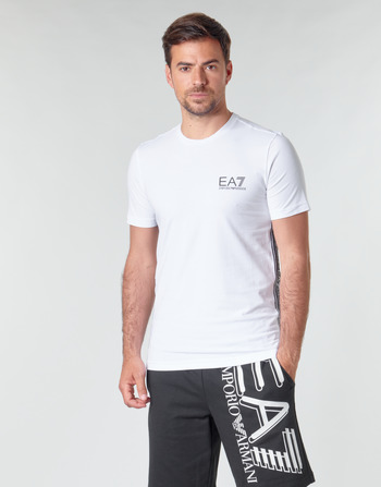 Abbigliamento Uomo T-shirt maniche corte Emporio Armani EA7 TRAIN LOGO SERIES M TAPE TEE ST Bianco