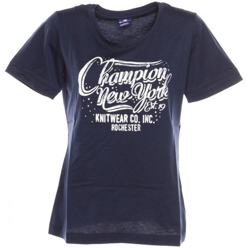 Abbigliamento Donna T-shirt maniche corte Champion T-Shirt Donna Scritta Glitter Blu