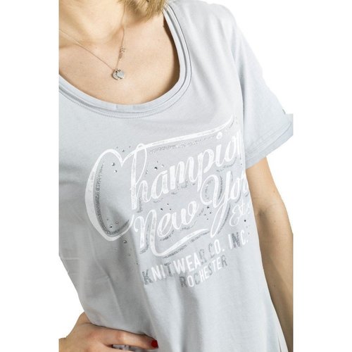 Abbigliamento Donna T-shirt maniche corte Champion T-Shirt Donna Scritta Glitter Grigio