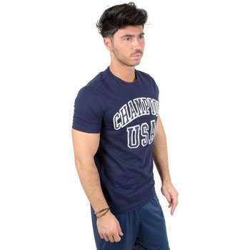 Abbigliamento Uomo T-shirt maniche corte Champion T-Shirt Tee Scritta USA Blu