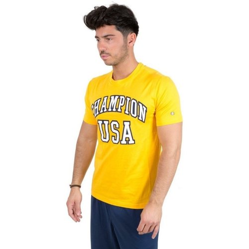 Abbigliamento Uomo T-shirt maniche corte Champion T-Shirt Tee Scritta USA Giallo