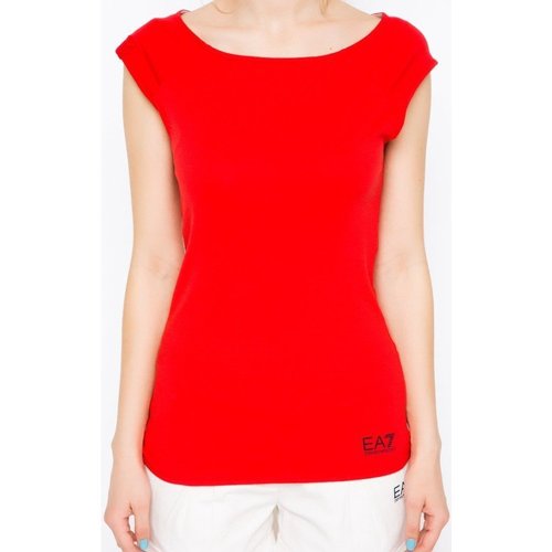 Abbigliamento Donna T-shirt maniche corte Emporio Armani EA7 T-shirt donna Sea World stretch Rosso