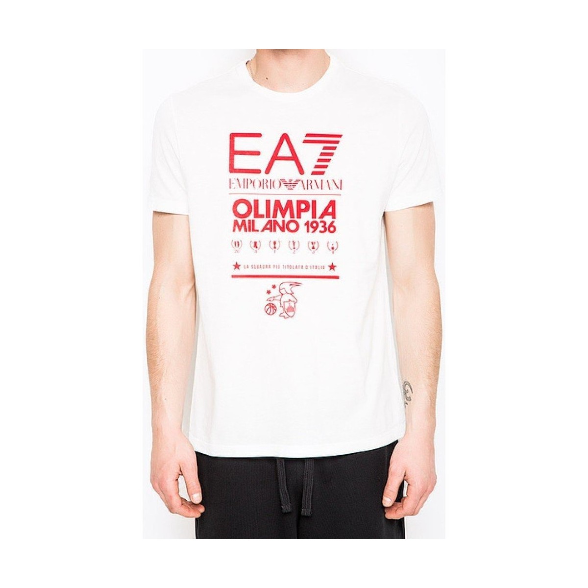 Abbigliamento Uomo T-shirt maniche corte Emporio Armani EA7 T-shirt uomo  Olimpia Milano Bianco