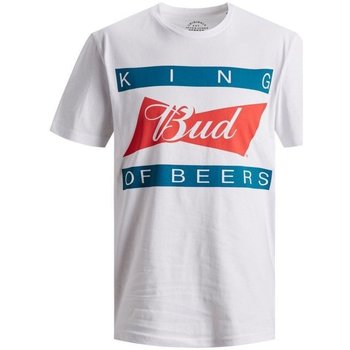 Abbigliamento Uomo T-shirt maniche corte Jack & Jones T-shirt Uomo Bud King Of The Beer Bianco