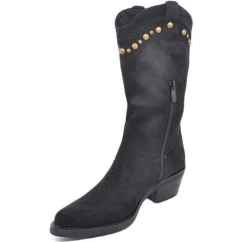 Image of Stivali Malu Shoes Scarpe Stivali donna camperos texani neri con frange e borchie in camo
