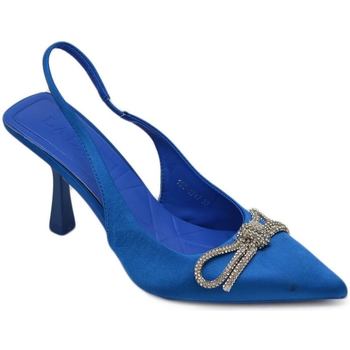 Scarpe Donna Décolleté Malu Shoes Decollete' donna gioiello elegante fiocco strass in raso blu ro BLU