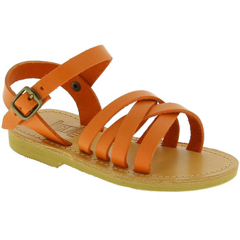 Scarpe Uomo Sandali Attica Sandals Attica sandalo da bambino hebe in pelle di vitello ne handma arancio
