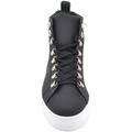 Image of Sneakers alte Malu Shoes Sneakers uomo alta nera in vera pelle gommata con ganci in acci