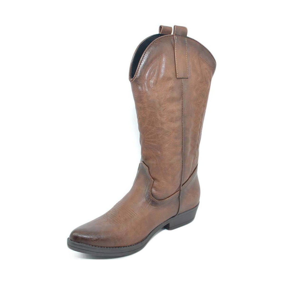 Scarpe Donna Stivali Malu Shoes Stivali donna camperos texani stile western marroni spazzolati Marrone