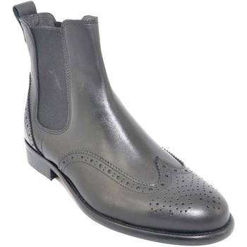 Image of Stivali Malu Shoes Scarpe STIVALETTO UOMO BEATLES CHELSEA VERA PELLE NERO CON RICAMI ELAS