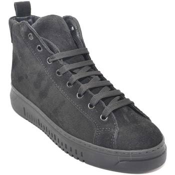 Image of Sneakers alte Malu Shoes Scarpe SNEAKERS UOMO ALTA IN VERA PELLE CAMOSCIO NERO CON FONDO ARMY N