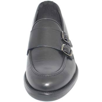 Scarpe Uomo Mocassini Malu Shoes Scarpe uomo con fibbia doppia nero sottile derby vintage in ver Nero