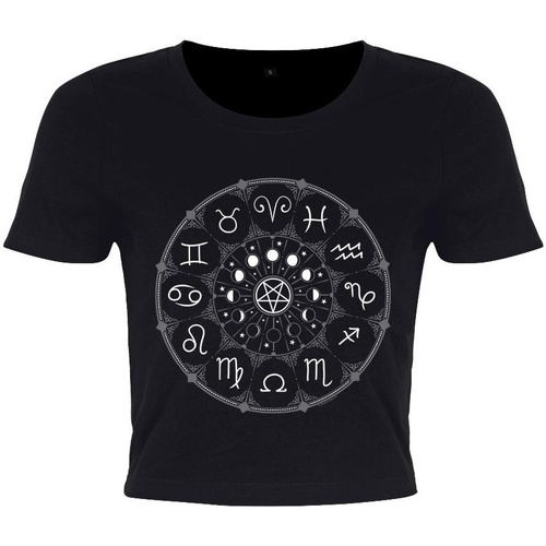 Abbigliamento Donna T-shirts a maniche lunghe Grindstore Zodiac Pentagram Nero