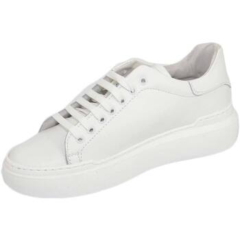 Scarpe Uomo Sneakers basse Malu Shoes Sneakers uomo bassa linea basic in vera pelle bianca con forti Bianco
