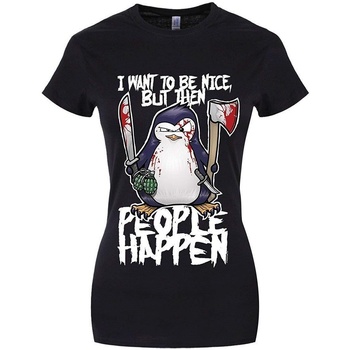 Abbigliamento Donna T-shirts a maniche lunghe Psycho Penguin I Want To Be Nice Nero