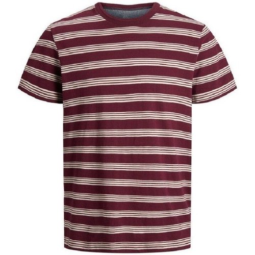 Abbigliamento Uomo T-shirt maniche corte Jack & Jones T-Shirt Uomo Owen Rigata Rosso