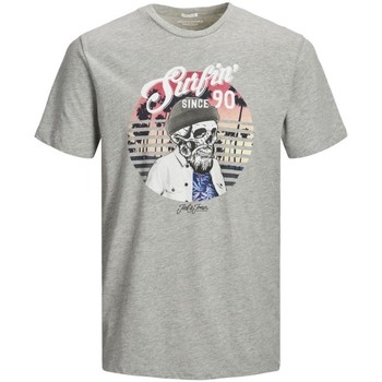 Abbigliamento Uomo T-shirt maniche corte Jack & Jones T-Shirt Uomo Ricky Teschio Grigio