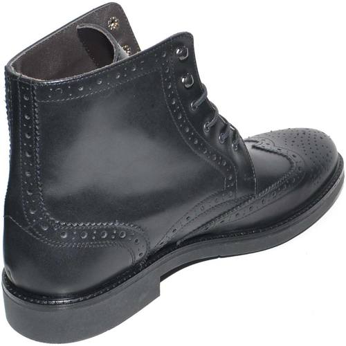 Scarpe Uomo Stivali Malu Shoes Anfibio vintage in vera pelle nero spazzolato con cucitura in p Nero