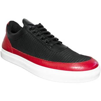 Scarpe Uomo Sneakers basse Malu Shoes Sneakers bassa modello  forato dettaglio rosso Nero