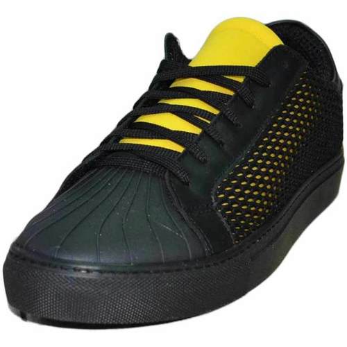 Scarpe Uomo Sneakers basse Malu Shoes Scarpe uomo sneakers bassa linguetta colorata vera pelle tessut Nero