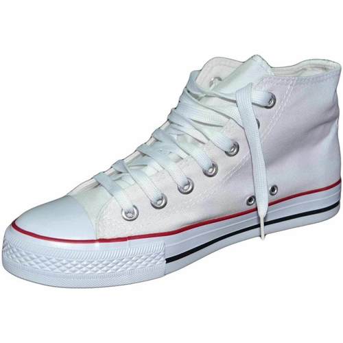 Scarpe Donna Sneakers alte Malu Shoes Scarpe tela uomo alte ginnico ultraleggere comode bianco string Bianco
