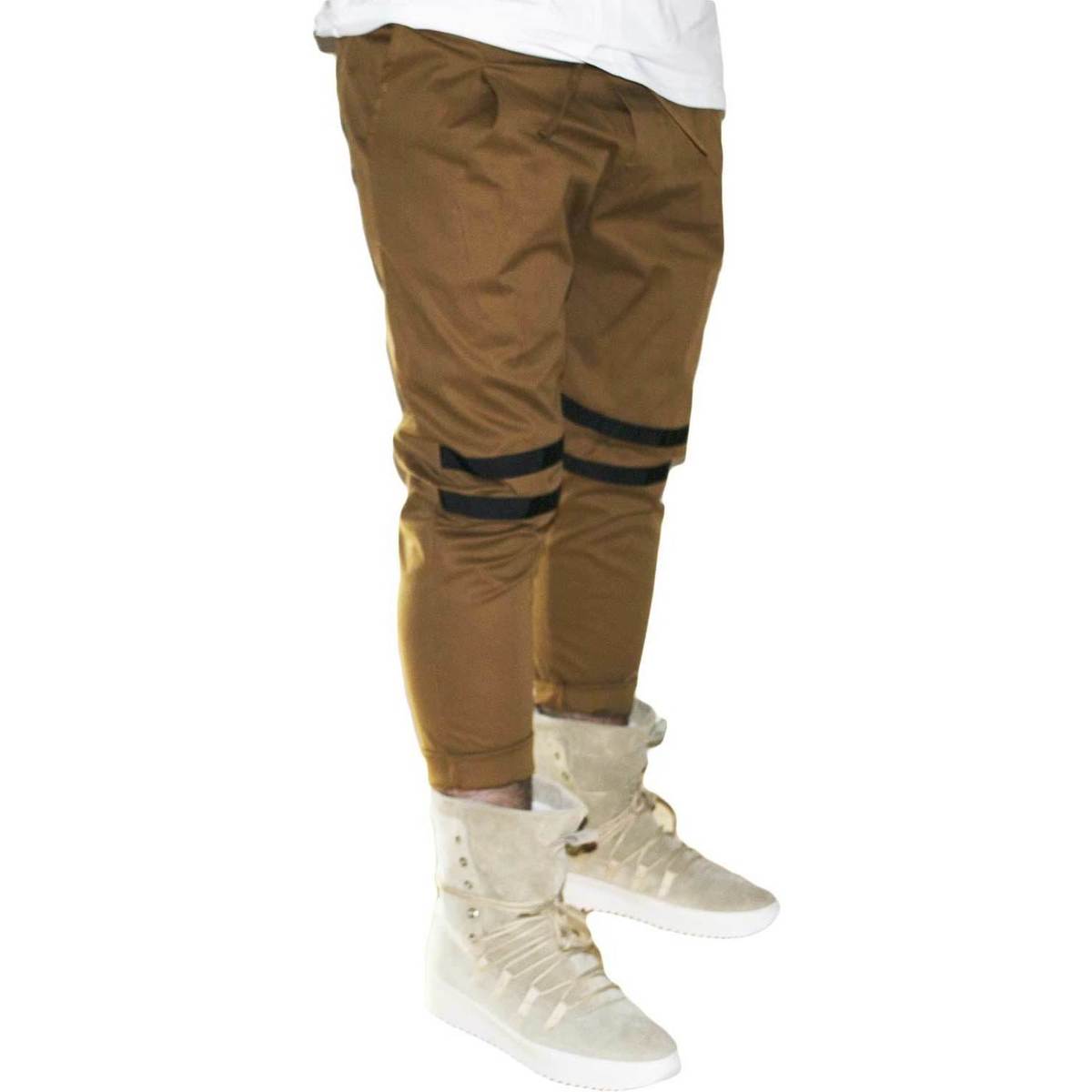 Abbigliamento Uomo Pantaloni We Way Trend Pantaloni jogger marroni con elastico e coulisse e tasche later Multicolore