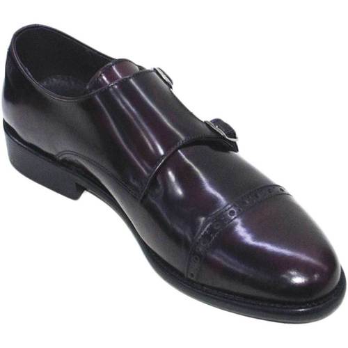 Scarpe Uomo Derby & Richelieu Malu Shoes Scarpe classiche due fibbie bordeaux abrasivato fondo cuoio ver Rosso