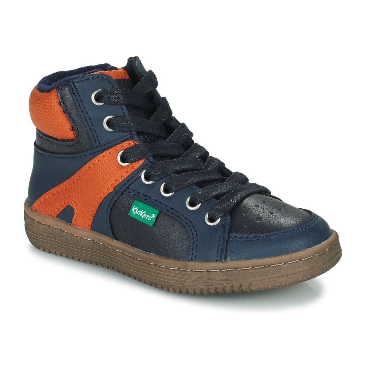 Scarpe Bambino Sneakers alte Kickers LOWELL Marine / Arancio