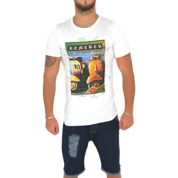Abbigliamento Uomo T-shirt maniche corte Malu Shoes T-shirt uomo vespa in jersey di cotone con stampa colore bianco BIANCO