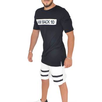 Abbigliamento Uomo T-shirt maniche corte Malu Shoes T- shirt basic uomo in cotone nero slim fit girocollo con cucit Nero